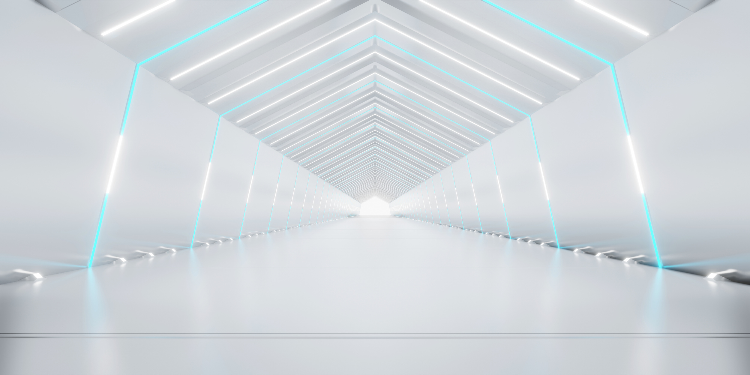 Abstract interior sci-fi spaceship corridors.